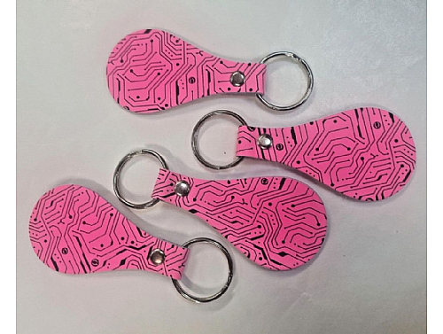 Pink Cyber - Real Leather Key Fob - Pear Drop